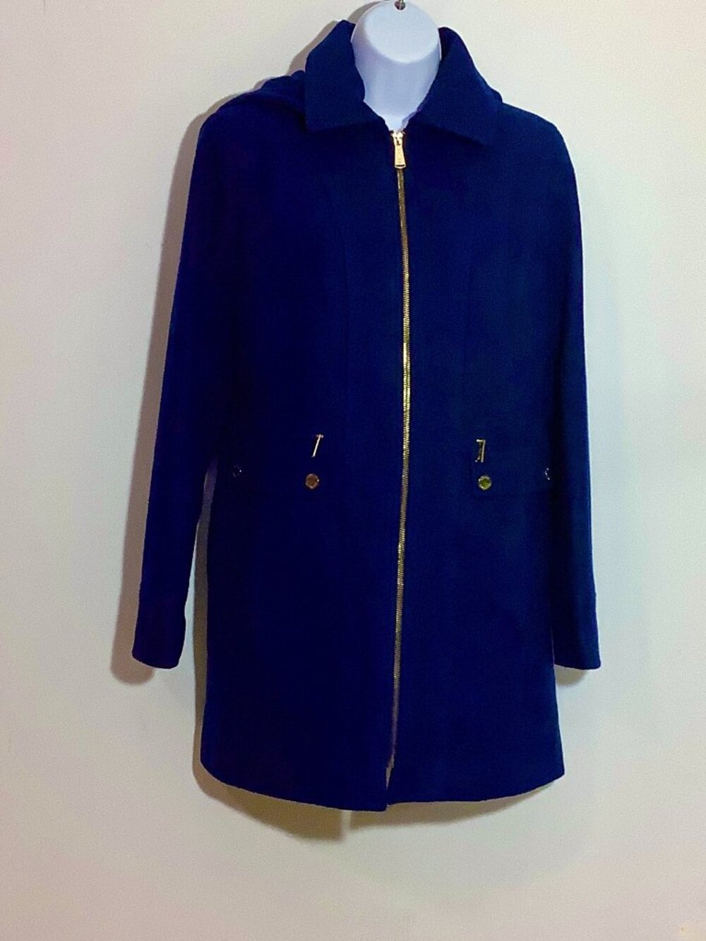 Michael Kors Wool Blend Coat w/Hood Sz 10 Classic Feminine Professional Tailored